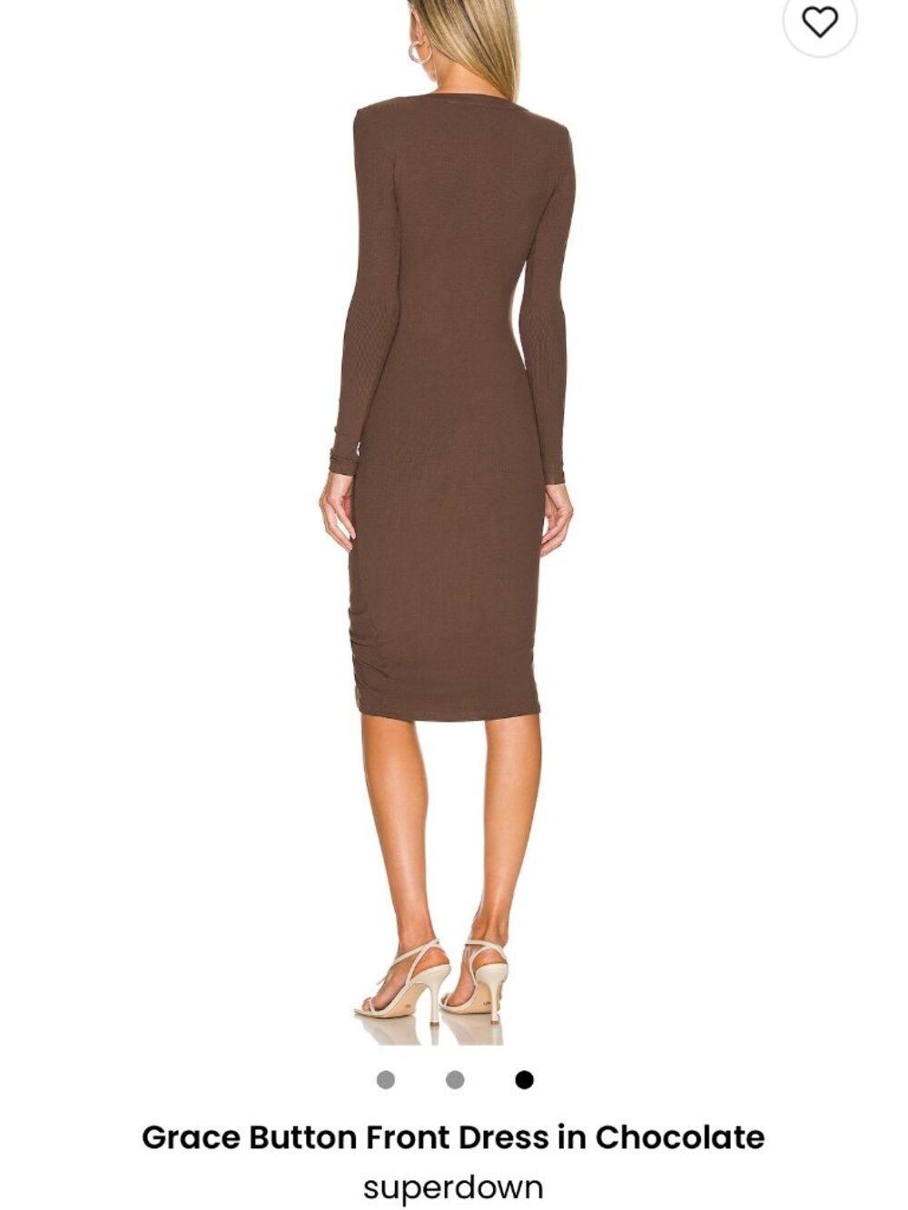 superdown Grace Button‑Front Dress — Chocolate — Size M - Picture 3 of 5